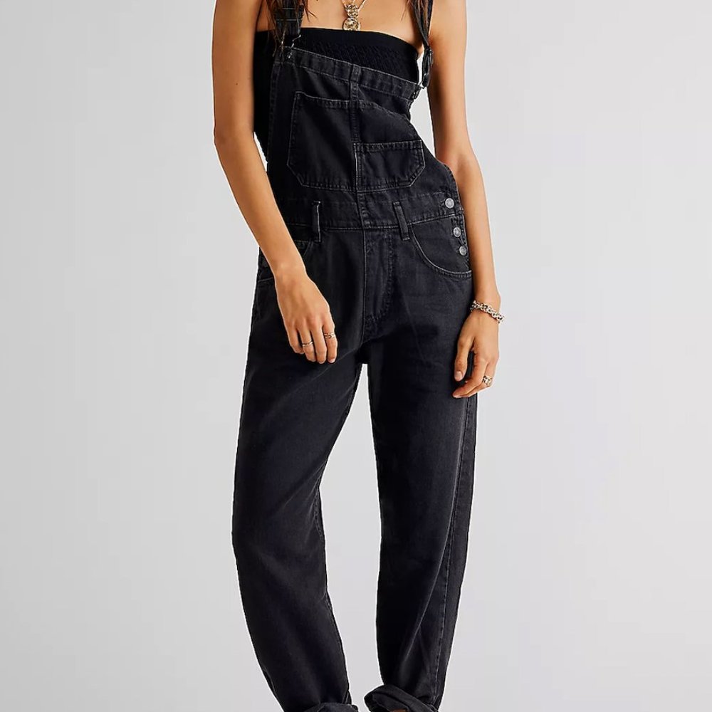 Free People Ziggy Denim Overalls XS Mineral Black